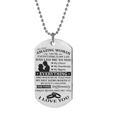 Amazing Woman Letter Tag Necklace