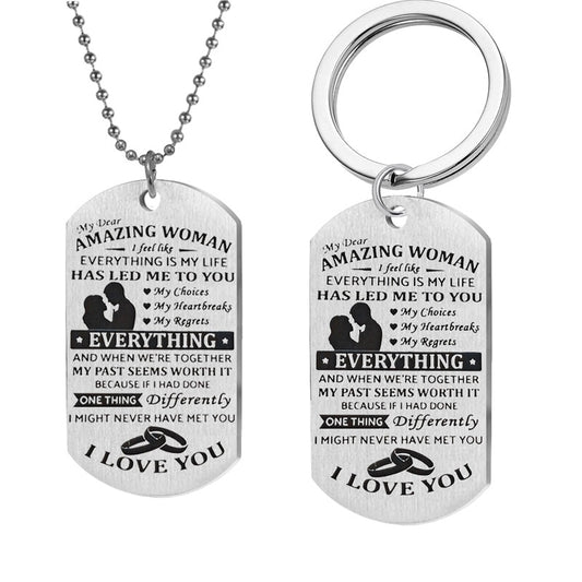 Amazing Woman Letter Tag Necklace
