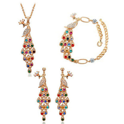 Crystal Jewelry Peacock Set for Bride Accessories