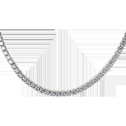 S925 Silver Choker Necklace with Diamond Accents D3397