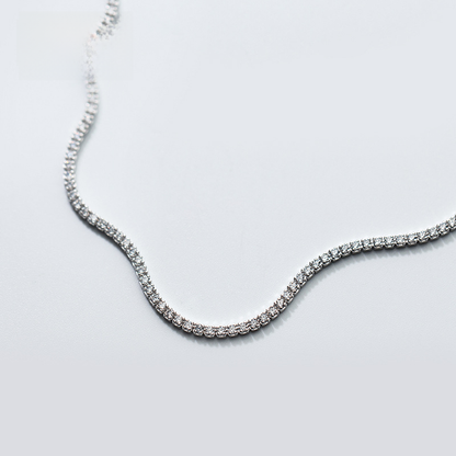 S925 Silver Choker Necklace with Diamond Accents D3397